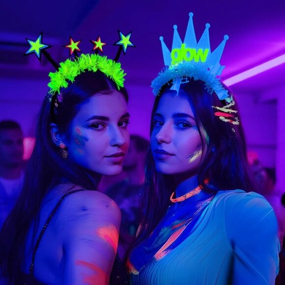 Glow Headbands 10 pcs Neon Fluorescent Blacklight Party Favors for Adults